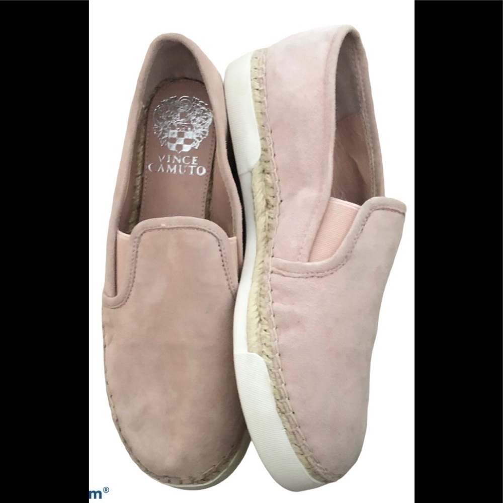 Vince Camuto Tambie Pink Suede Espadrilles Shoe 6.5  Slip On Pastel Boho Chic